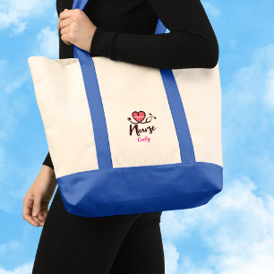 Tote Bag Mignon Cœur Rose Lifeline Infirmière Personnaliser