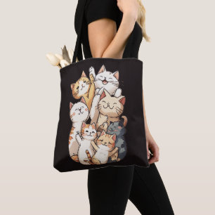 Tote Bag mignon dessin animé photo du groupe de chats