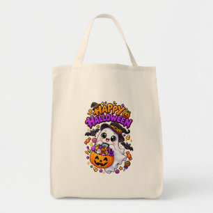 Tote Bag Mignon fantôme de Halloween Citrouille de bonbons
