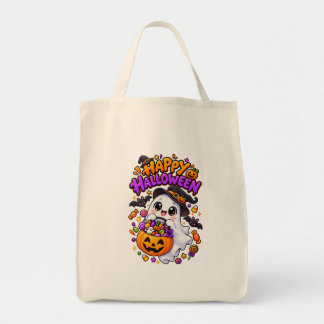 Tote Bag Mignon fantôme de Halloween Citrouille de bonbons