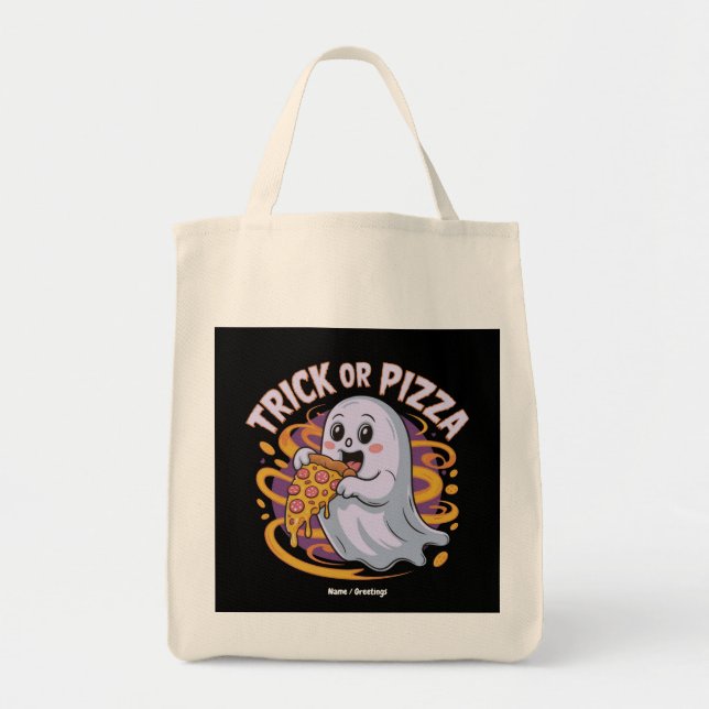 Tote Bag Mignon Fantôme Mangeant de la Pizza Amusant Effray (Devant)