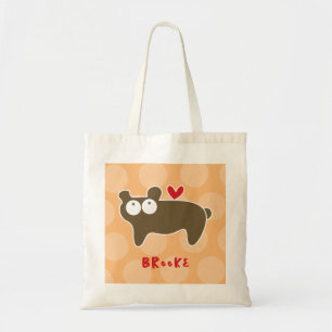 Tote Bag Mignon Fille Ours Brun de Dessin Animé Amour Point
