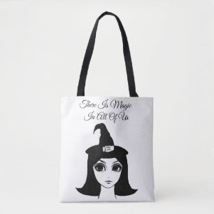 Tote Bag mignon gros oeil sorcière fille imaginaire conte d