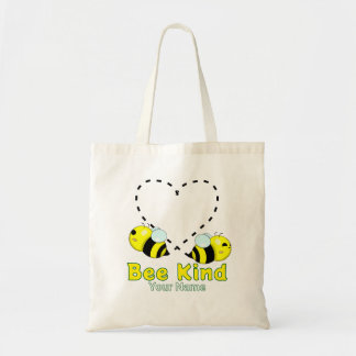 Tote Bag Mignon Kawaii Abeille Cœur "Abeille Gentille" Nom