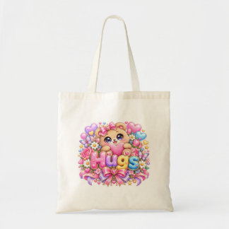 Tote Bag Mignon Kawaii Câlins Ours en Peluche Pastel Rose F