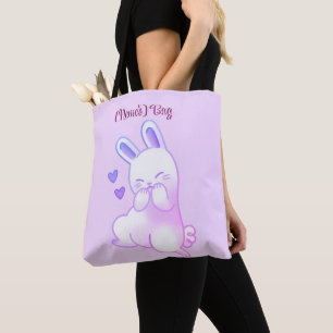 Tote Bag Mignon Kawaii Pastel Violet Lapin avec Cœur Person