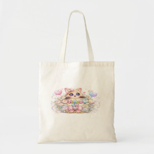 Tote Bag Mignon Kawaii Suivez-Nous Chat Pastel Rose Réseaux