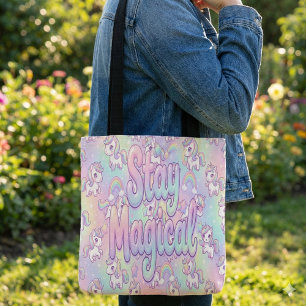 Tote Bag Mignon Licorne Kawaii Pastel Arc-en-Ciel Magique
