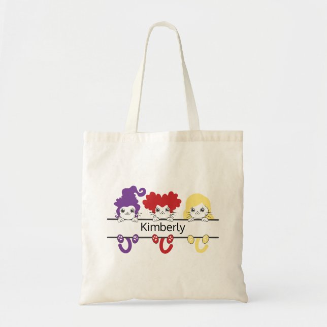 Tote Bag Mignon Monogramme de Nom de Chats Sœurs Sorcières  (Devant)