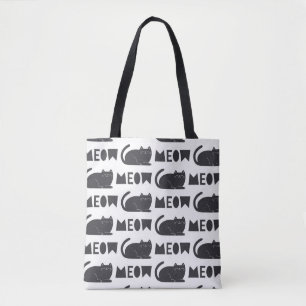 Tote Bag mignon motif de chat. illustration vintage