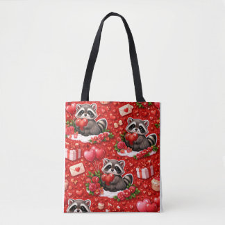 Tote Bag Mignon motif de la Saint-Valentin Raton laveur Cœu