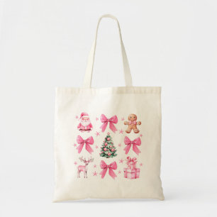 Tote Bag Mignon Nœud Coquet Rose Noël Père Noël Biscuit de 