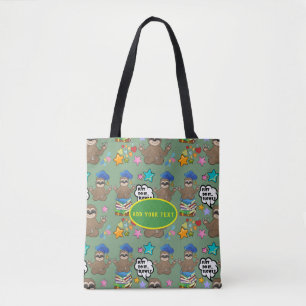 Tote Bag Mignon paresseux motif vert drôle fais-le citation