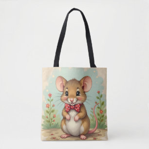 Tote Bag Mignon petite souris adorable avec cravate