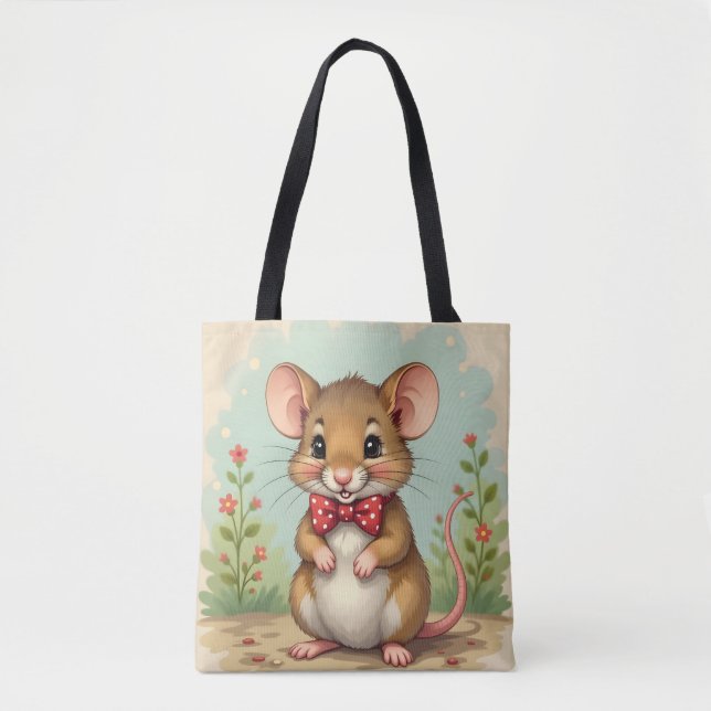 Tote Bag Mignon petite souris adorable avec cravate (Devant)