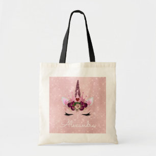 Tote Bag Mignon rougissent le nom rose de monogramme de