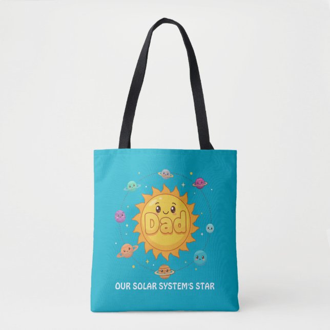 Tote Bag Mignon Système Solaire Papa Étoile Espace Dessin A (Devant)