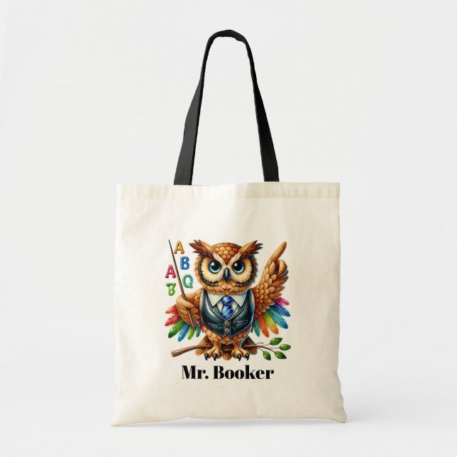 Tote Bag Mignonne Amateurs de hibou enseignant ajouter le n (Devant)