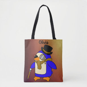 Tote Bag Mignonne bande dessinée pingouin brun