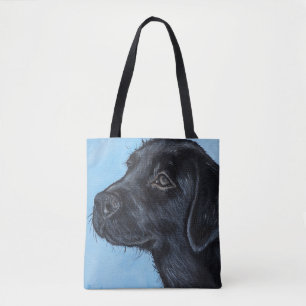 Tote Bag Mignonne Black Labrador Puppy Peinture