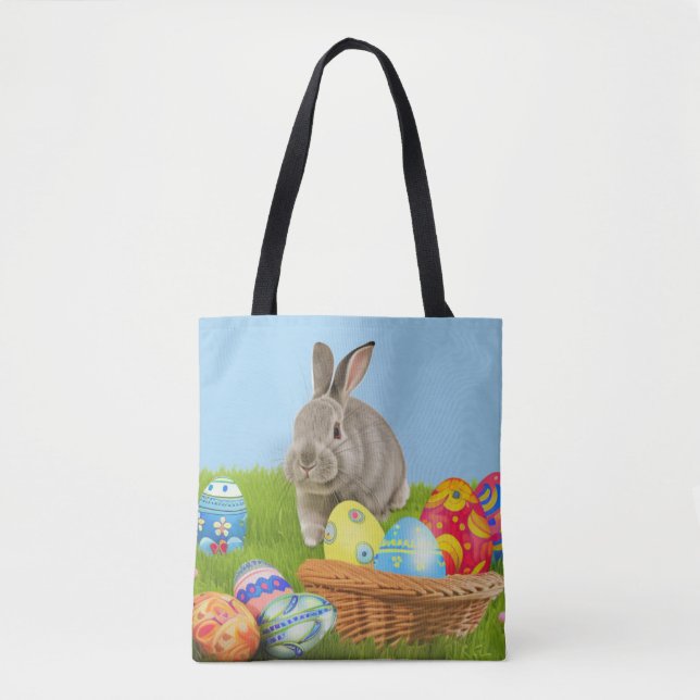 Tote Bag Mignonne Bunnyfor Pâques pour une humeur positive (Devant)