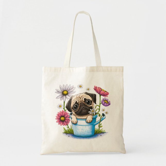 Tote Bag Mignonne Carlin Chien Chien Marguerite Carlins de  (Devant)