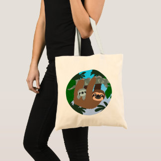Tote Bag Mignonne Cartoon Mère Sloth Et Bébé