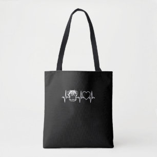 Tote Bag Mignonne Chien Carlin Heartbeat Beau Chien Carlin