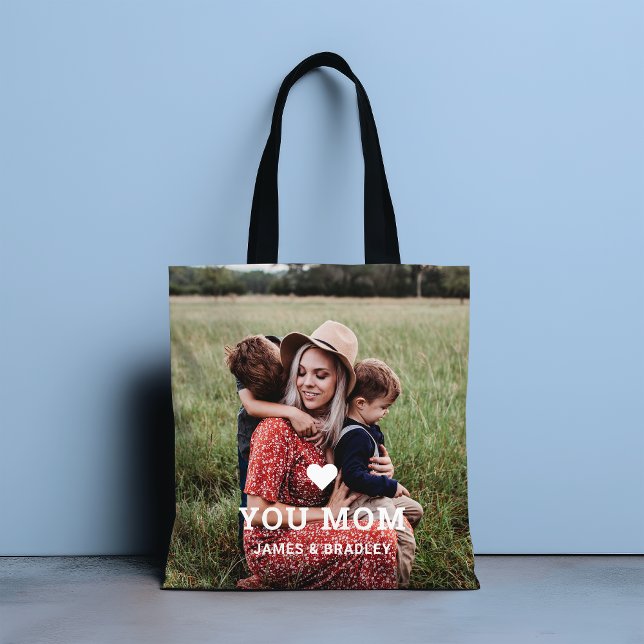 Tote Bag Mignonne COEUR T'AIME MÈRE Fête des Mères Photo (Créateur téléchargé)