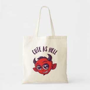 Tote Bag Mignonne comme diable en enfer avec un texte foncé