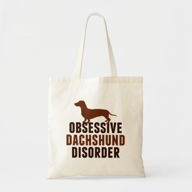 Tote Bag Mignonne Dachshund Obsessionnel (Devant)