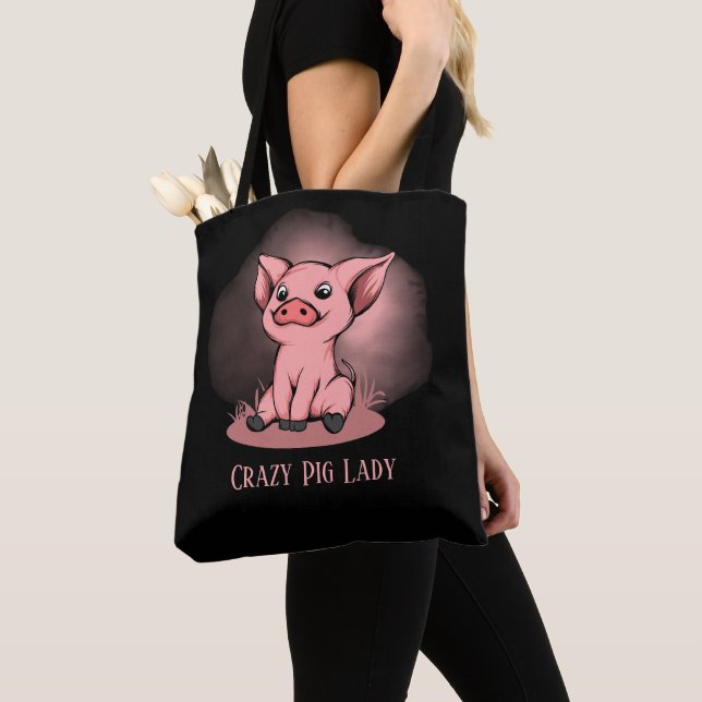 Tote Bag mignonne dame de porc fou ajouter du texte (De près)