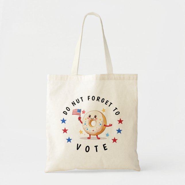 Tote Bag Mignonne Donut n'oublie pas de voter - Elections a (Devant)