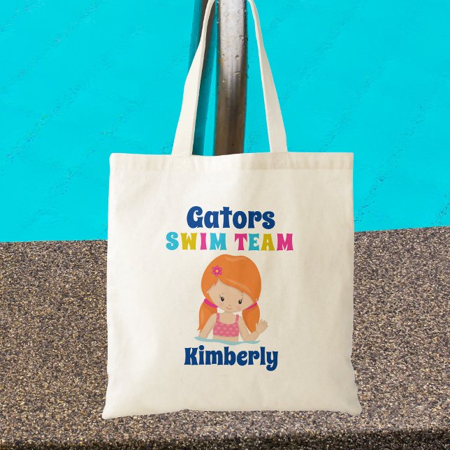 Tote Bag Mignonne fille de l'équipe de natation personnalis (Créateur téléchargé)