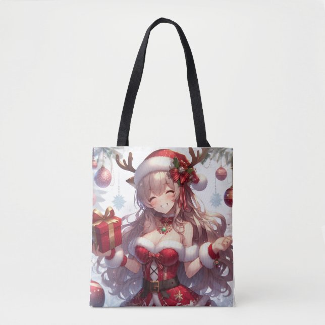 Tote Bag mignonne fille de Noël anime (Devant)