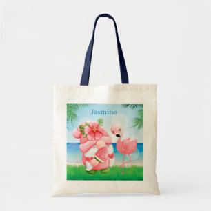 Tote Bag mignonne filles plage d'été Amis flamingo gnome