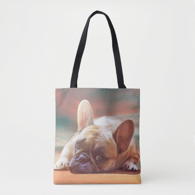 Tote Bag Mignonne French Bulldog Eau Couleur Art Peinture (Devant)