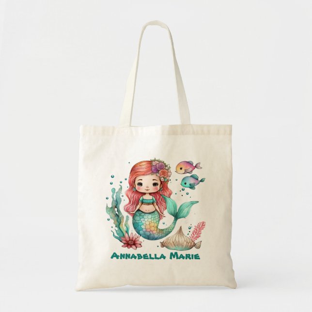 Tote Bag Mignonne girls mermaid ajouter nom (Devant)