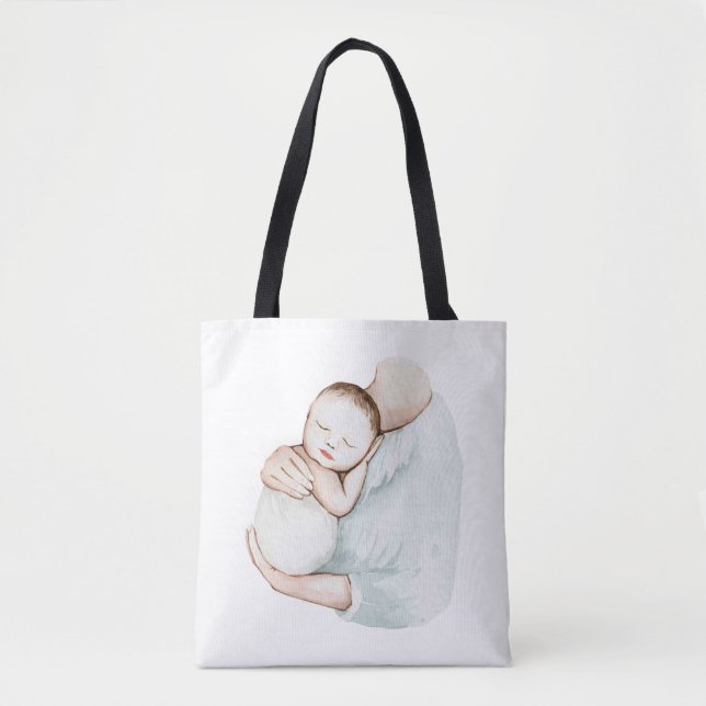 Tote Bag Mignonne Grossesse moderne Maman & Bébé Aquarelle  (Devant)