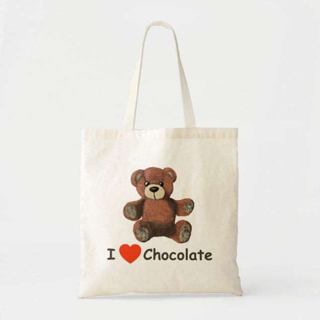 Tote Bag Mignonne I Coeur (Amour) Chocolat Teddy Ours (Devant)