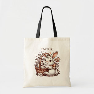 Tote Bag Mignonne lapin de Pâques personnalisé