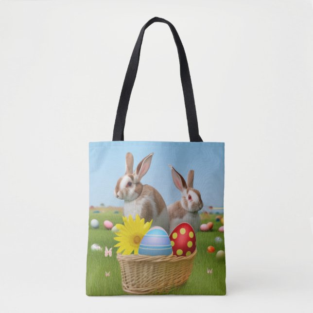 Tote Bag Mignonne lapin de Pâques pour une humeur positive (Devant)
