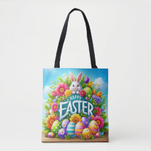 Tote Bag Mignonne lapin de printemps/Pâques avec oeuf