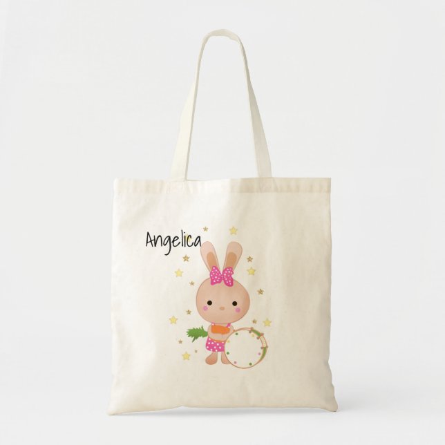 Tote Bag Mignonne, Lapin, pagaie, anniversaire, salutation, (Devant)