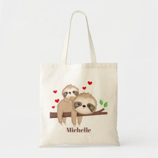 Tote Bag Mignonne maman et bébé paresseux filles enfants