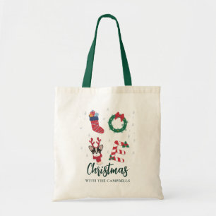 Tote Bag Mignonne Noël Nom de famille Jour de correspondanc
