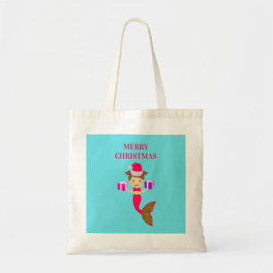 Tote Bag Mignonne Noël Sirène fille Santa Chapeau en mer