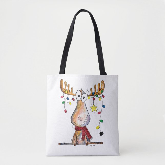 Tote Bag Mignonne orignal de Noël (Devant)