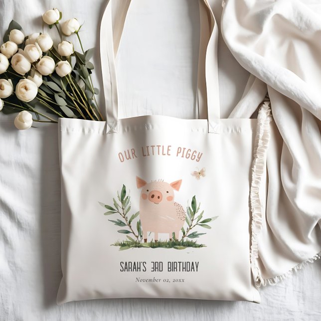Tote Bag Mignonne petit porc de ferme Anniversaire de enfan (Créateur téléchargé)