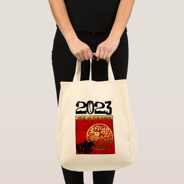Tote Bag Mignonne Rabbit chinois Année 2023 Zodiac Annivers (Devant (produit))